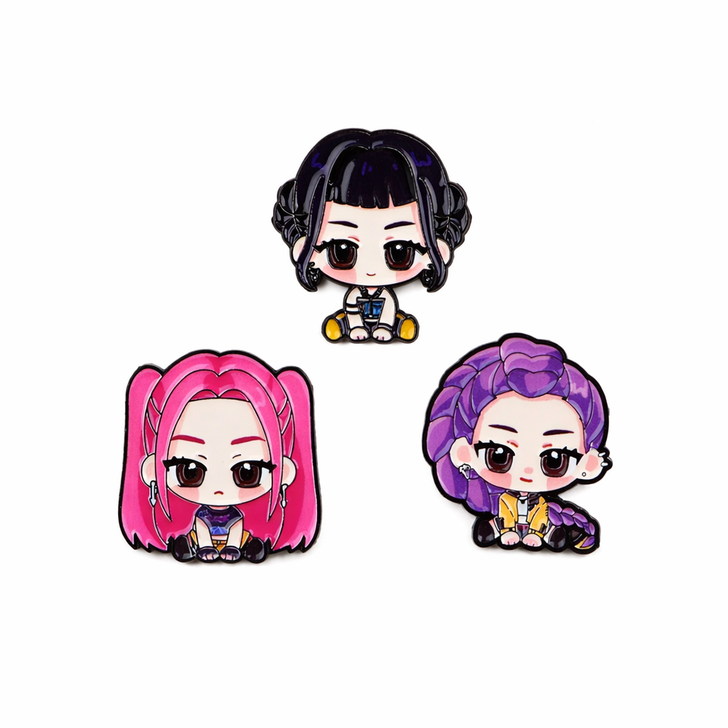 3-Pcs Chibi Girls Enamel Pin Set