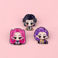 3-Pcs Chibi Girls Enamel Pin Set