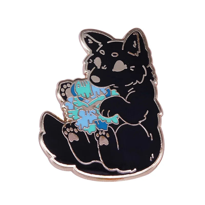 Midnight Garden Wolf Enamel Pin