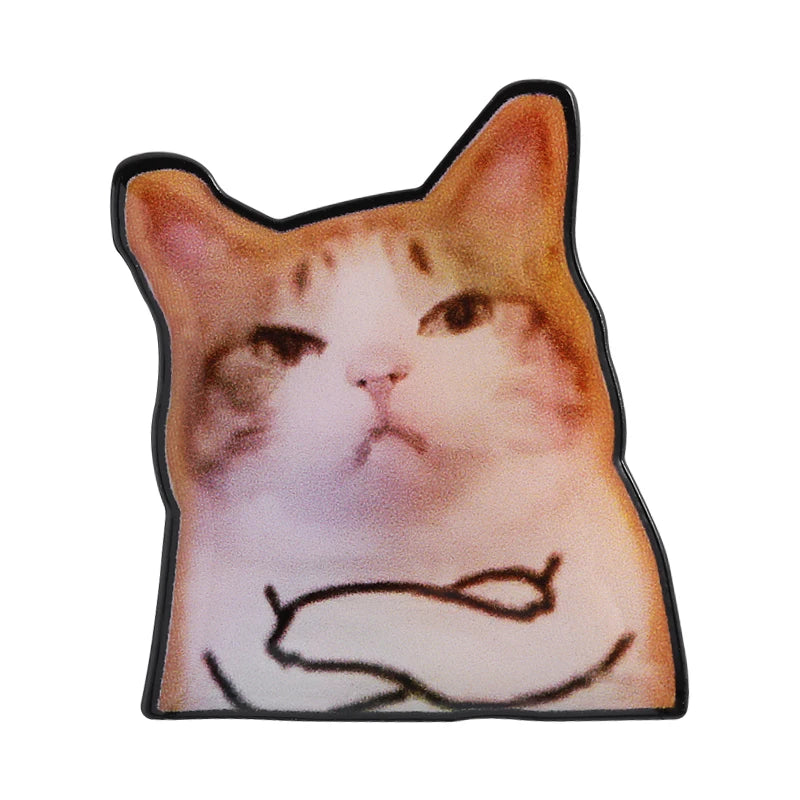 4-Pcs Cat Reactions Enamel Pin Set Collection