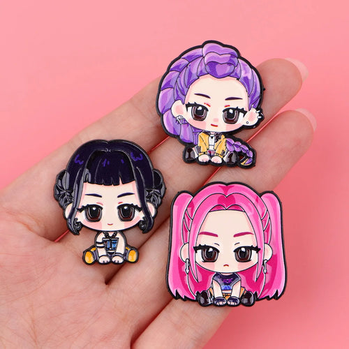 3-Pcs Chibi Girls Enamel Pin Set