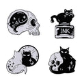 4-Pcs Witch Kittens Enamel Pins Collection