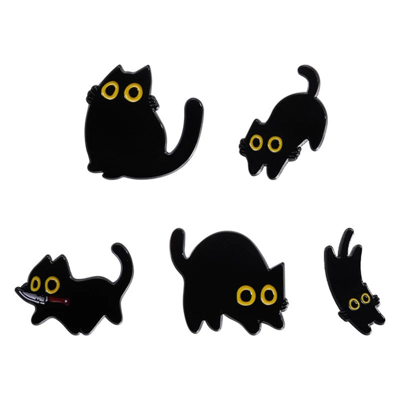 Black Kittens Enamel Pin Collection