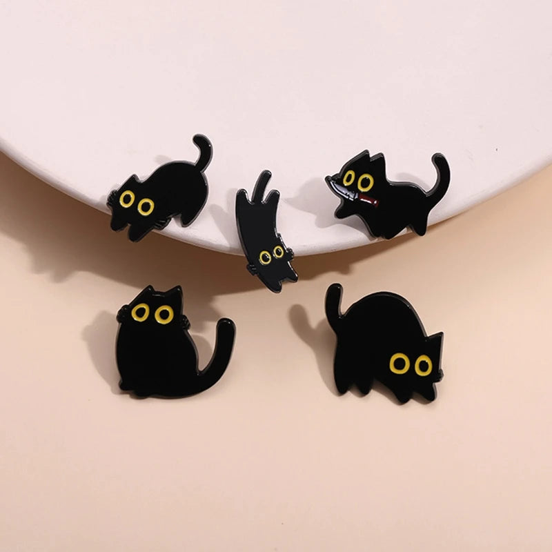Black Kittens Enamel Pin Collection