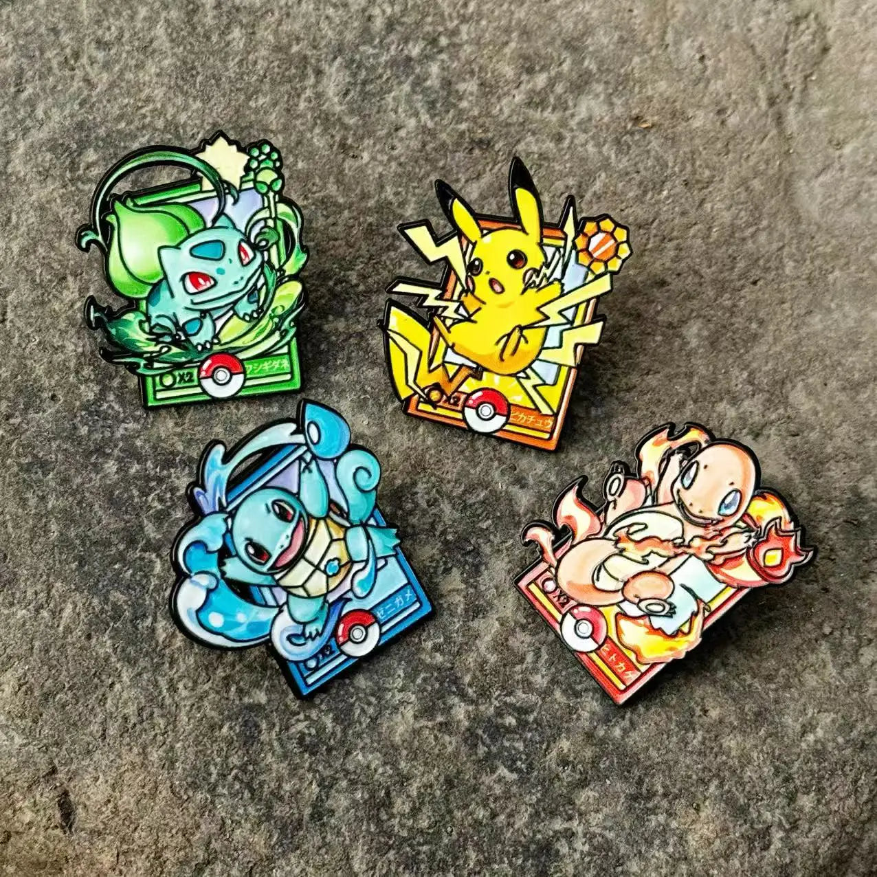 4-Pcs Cute Pocket Monster Trainer Enamel Pin