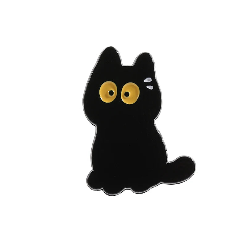 5-Pcs Cute Black Cat Collection Enamel Pin