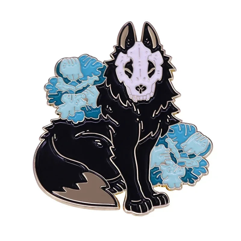 Midnight Rose Wolf Enamel Pin