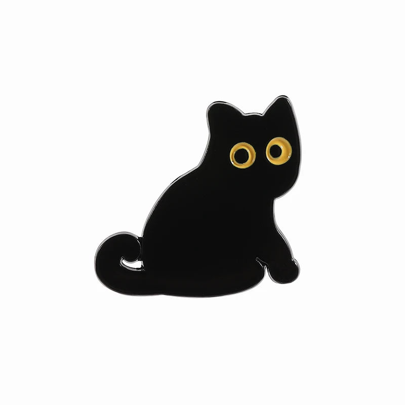 5-Pcs Cute Black Cat Collection Enamel Pin