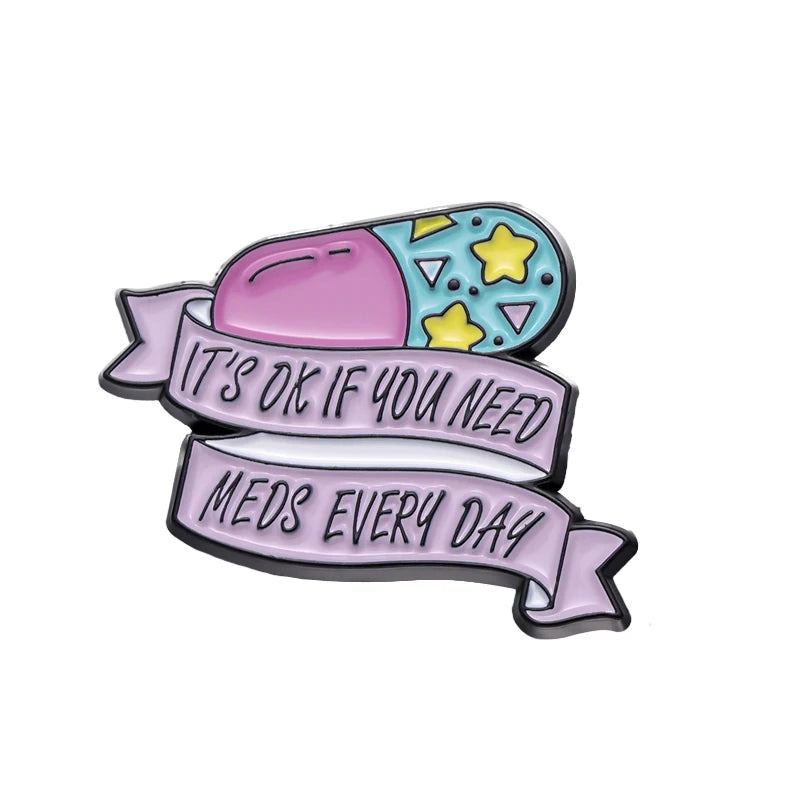 5-Piece Self-Care Pills Enamel Pin Set Collection
