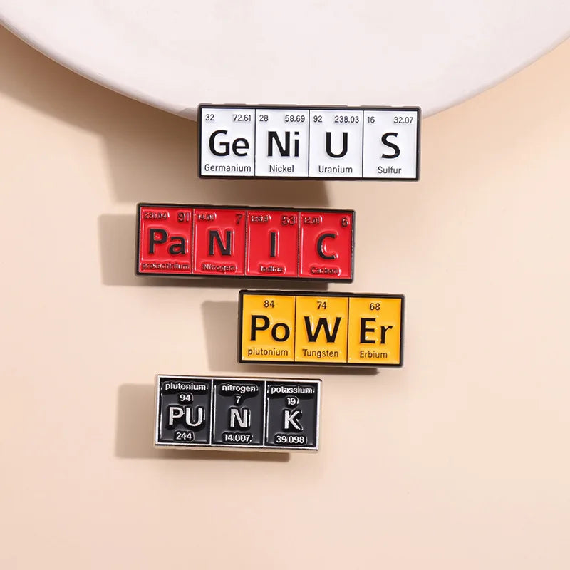 4-Pcs Elemental Words Enamel Pin Set Collection