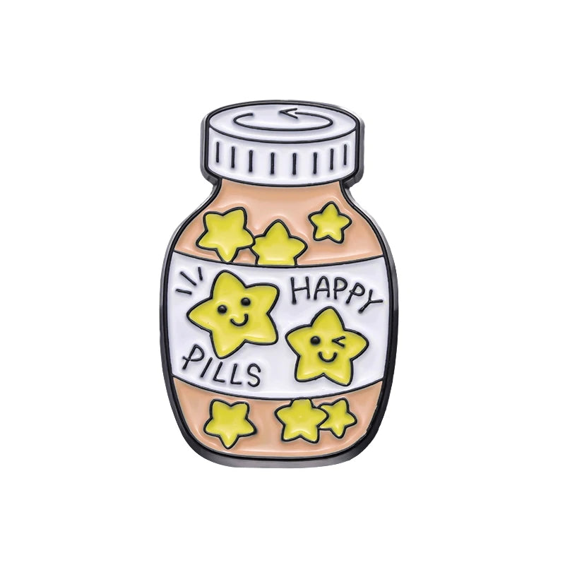5-Piece Self-Care Pills Enamel Pin Set Collection
